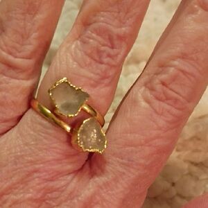 Gold and Rose Quartz Ring Size 7